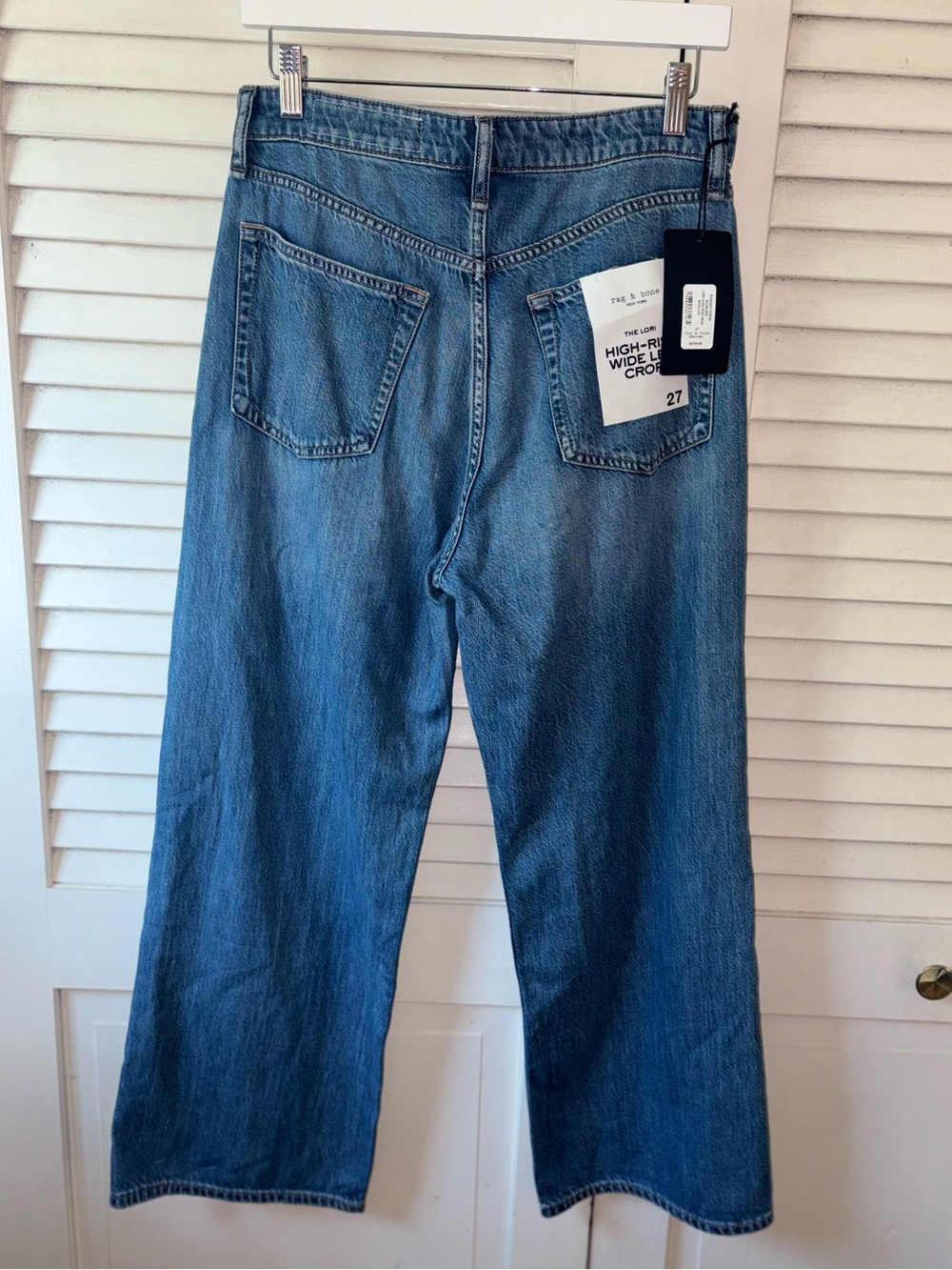 NWT Rag & Bone Lori High Rise Wide Leg Crop Jeans Woburn Medium Wash 27 - Picture 6 of 8